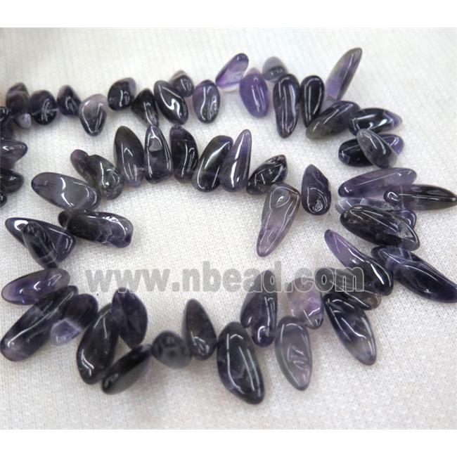 Amethyst chips bead, stick, freeform