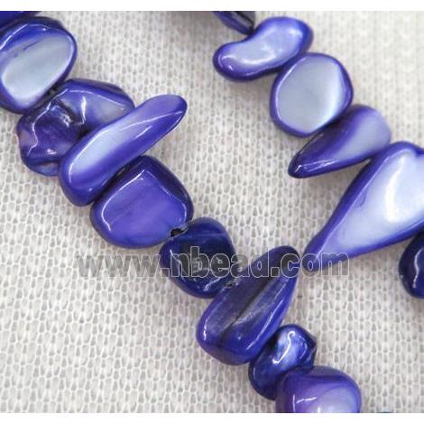 freshwater shell chip beads, freeform, purple