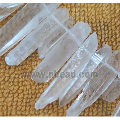 clear quartz bead, stick, freeform