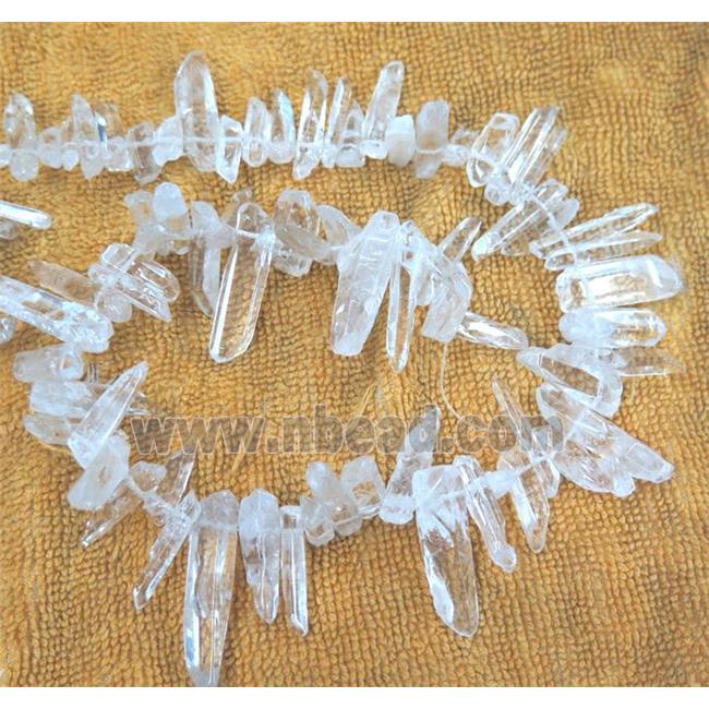 clear quartz bead, stick, freeform, polished