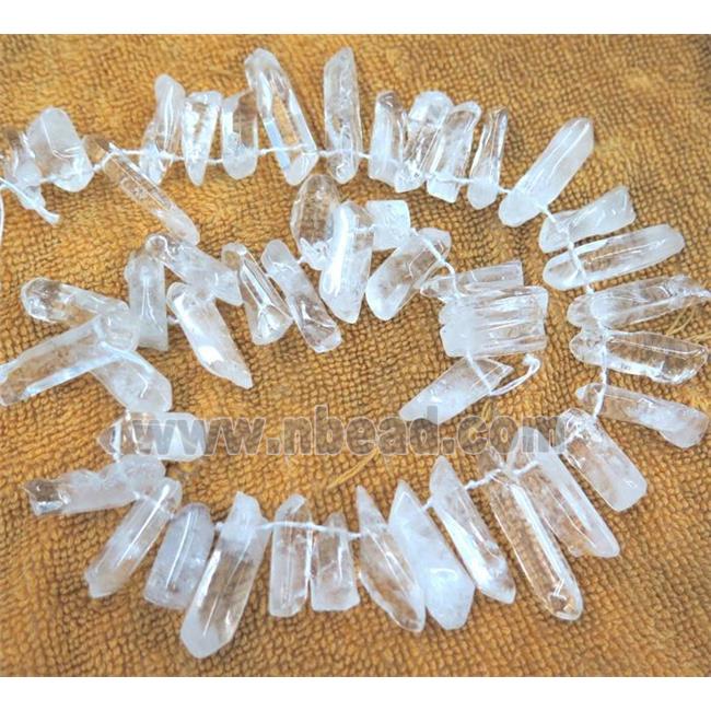 clear quartz bead, stick, freeform, polished