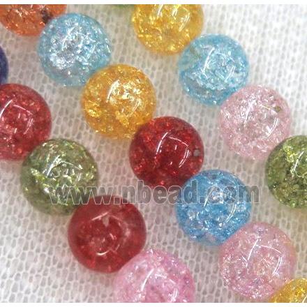 round crackle glass crystal beads, mixed color