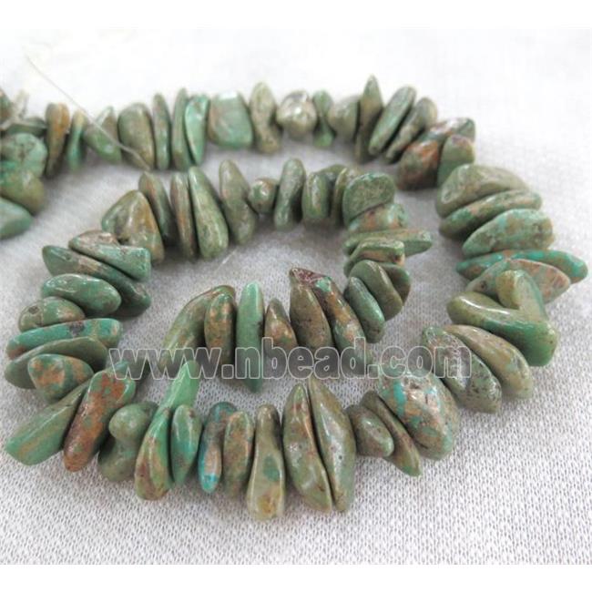 natural turquoise bead chips, freeform, green