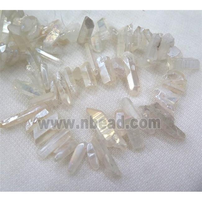 clear quartz bead, stick, AB color