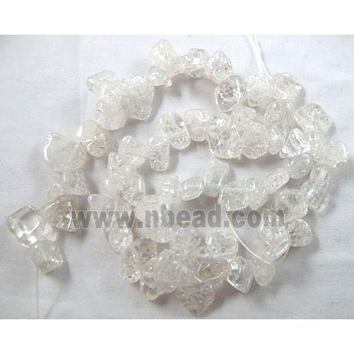 Synthetic Crystal Quartz beads, Crackle, Top-Drilled