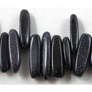 Blue SandStone beads, freeform Chip, Top-Drilled