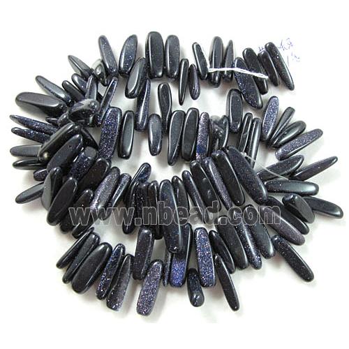 Blue SandStone beads, freeform Chip, Top-Drilled