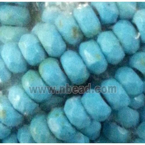 blue synthetic Turquoise beads, faceted rondelle