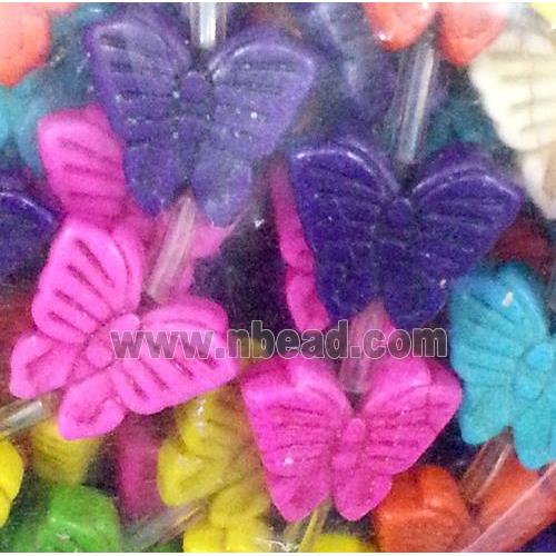 synthetic Turquoise butterfly beads, mix color