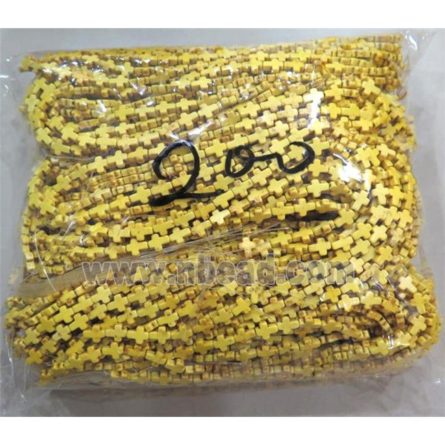 yellow synthetic Turquoise cross beads