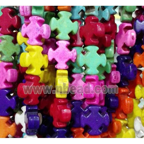 synthetic Turquoise cross beads, mix color