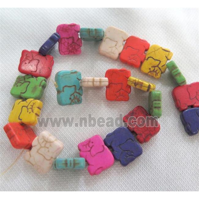 synthetic Turquoise elephant beads, mix color