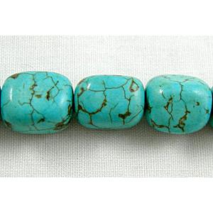 Chalky Turquoise Beads, Flat Barrel