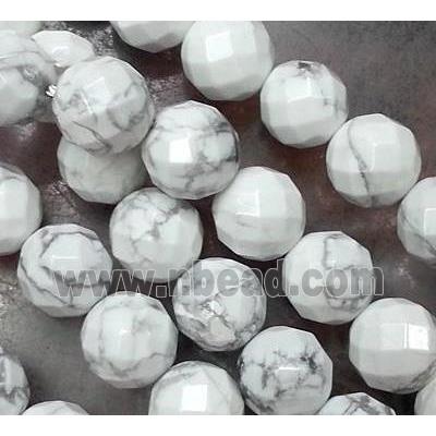 white Howlite Turquoise Beads, faceted round