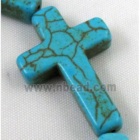 blue synthetic Turquoise cross beads