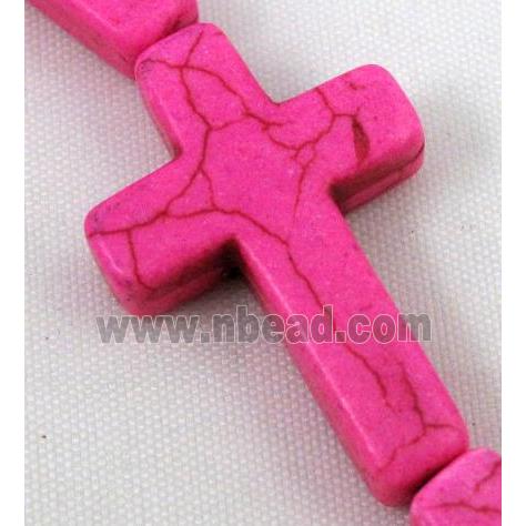 hotpink synthetic Turquoise cross beads