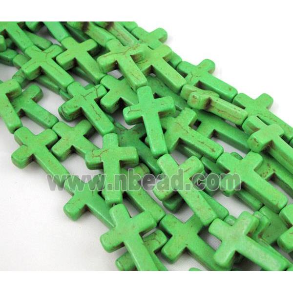 green synthetic Turquoise cross beads