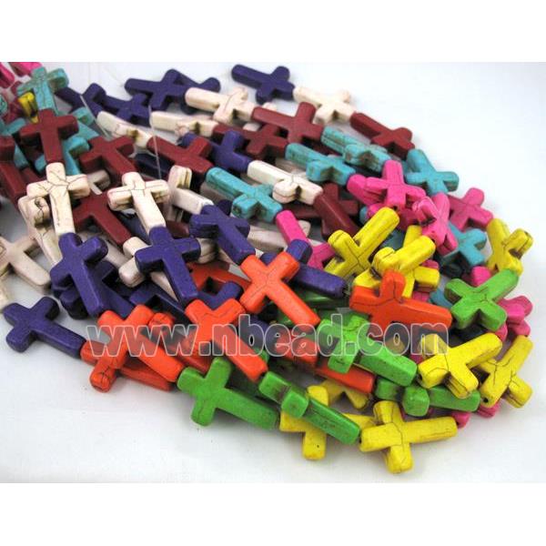 synthetic Turquoise cross beads, mixed color