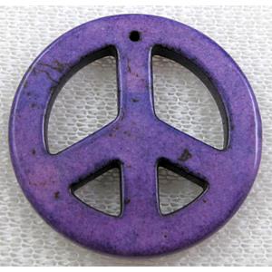 Turquoise Peace sign, pendant, dye