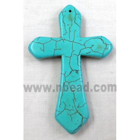 Chalky Turquoise, stabilized, Crosses Pendant