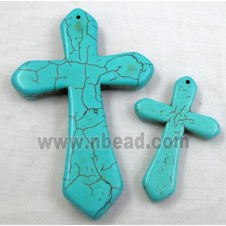 Chalky Turquoise, stabilized, Crosses Pendant