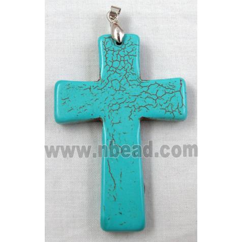 Chalky Turquoise, stabilized, Crosses Pendant