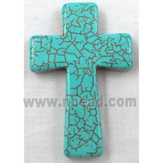 Chalky Turquoise, stabilized, Crosses Pendant