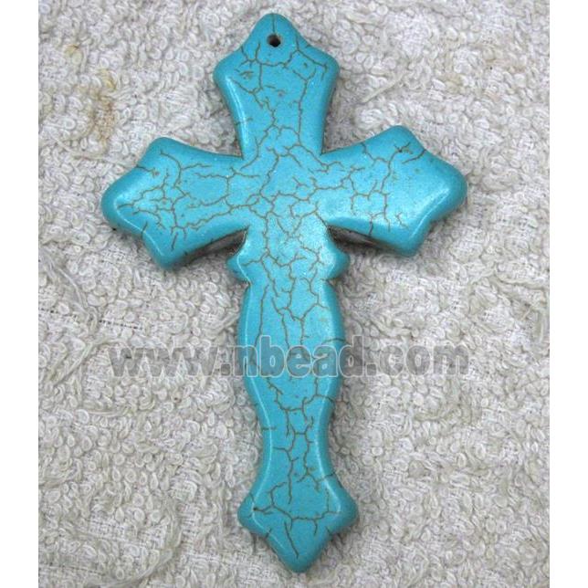 Turquoise Cross pendant, synthesize