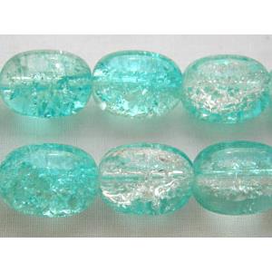 Crackle Glass Beads, barrel, aqua