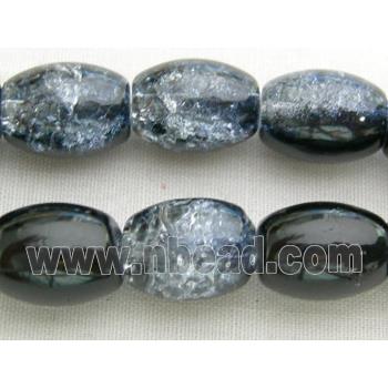 Crackel Oval Glass Beads