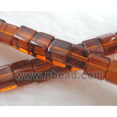 Glass Cube Beads, deep-coffee