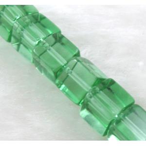 Green Cube Glass Beads