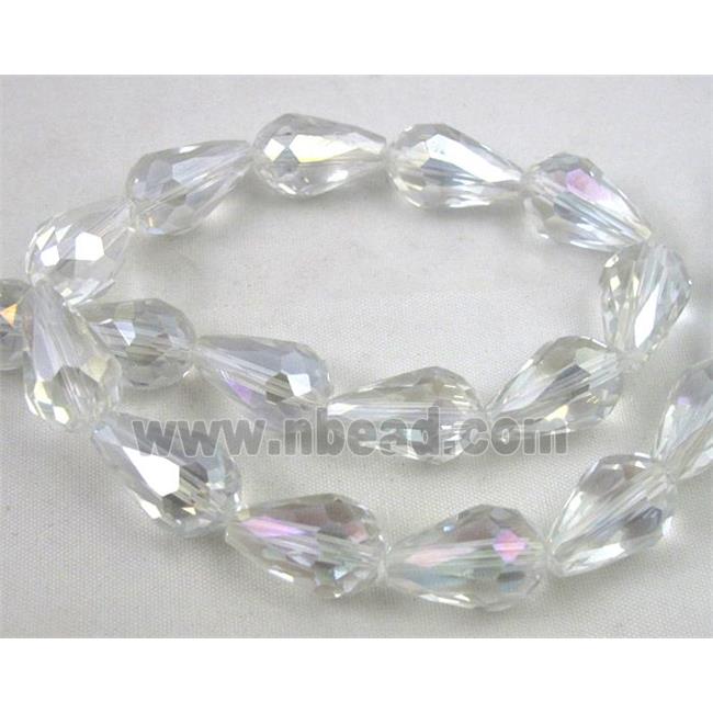 chinese crystal glass bead, faceted teardrop, AB color