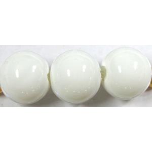 Round Glass Pearl Beads, milk-white