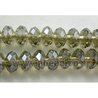 Crystal Glass Beads, Faceted Rondelle, Smoky