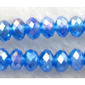 Chinese Crystal Beads, Faceted Rondelle, blue AB color