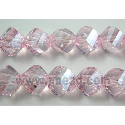 Chinese Crystal Beads, Twist, Pink