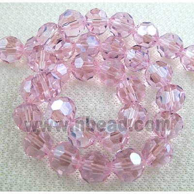 Chinese Crystal Beads, Faceted Round, Pink