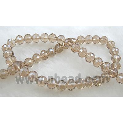 Crystal Glass Beads, 96 faceted round, champagne