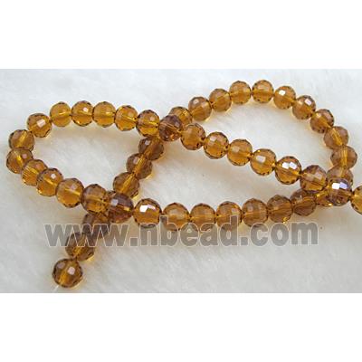 Crystal Glass Beads, 96 faceted round, Golden