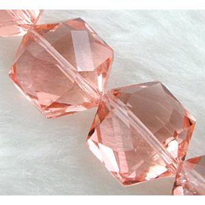 Crystal Glass Beads, faceted hexagon, Mix color