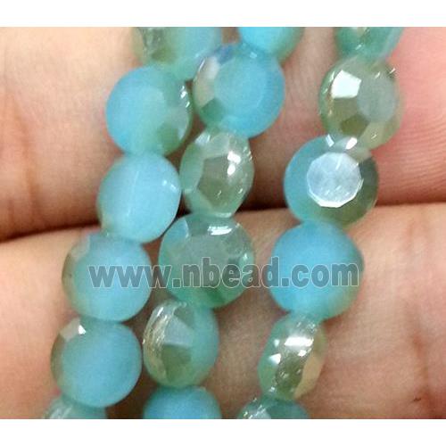 Chinese crystal glass bead, faceted flat round