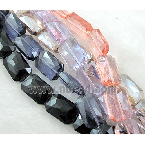 Crystal Glass Beads, faceted rectangle, Mix color