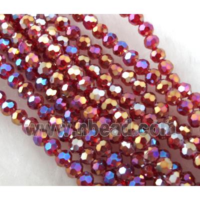 Chinese Crystal Glass Beads, Faceted Round, red AB color