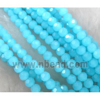 Chinese Crystal Beads, Faceted Round, Aqua