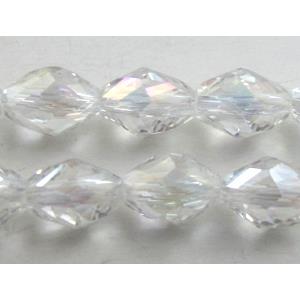 Chinese glass crystal beads, faceted twist, clear AB-color