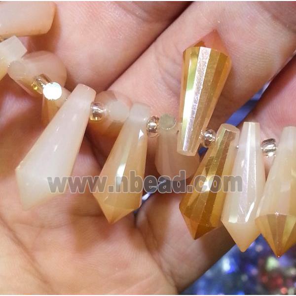 Chinese crystal glass bead, faceted teardrop