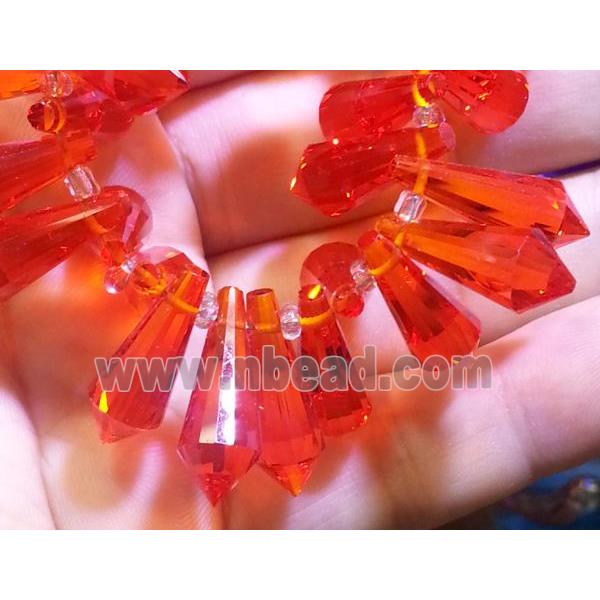 Chinese crystal glass bead, faceted teardrop