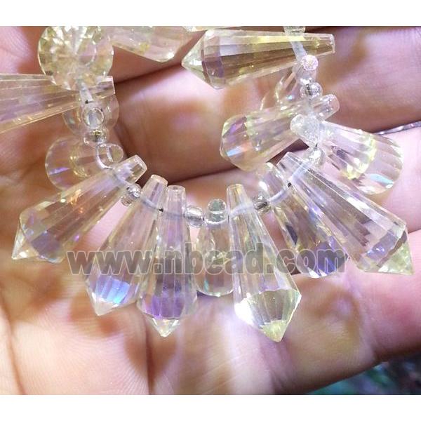 Chinese crystal glass bead, faceted teardrop