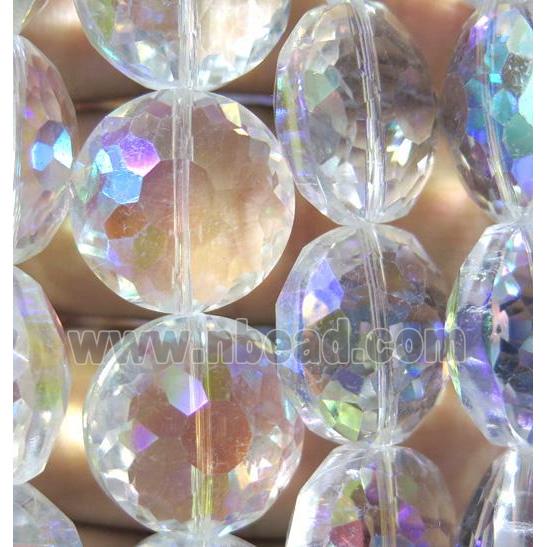 Chinese crystal glass bead, faceted flat round